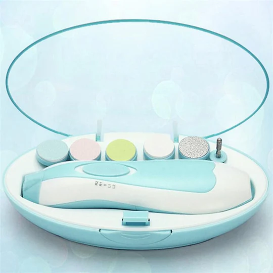 Premium 6-in-1 Electric Baby Nail Trimmer Set โ Safe Infant Nail Filer with Storage Case | Random Color