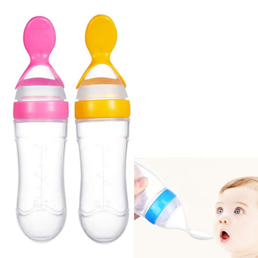 Baby Spoon Feeder Bottle – 90ml Silicone Feeding Bottle with Soft Spoon for Infants & Toddlers