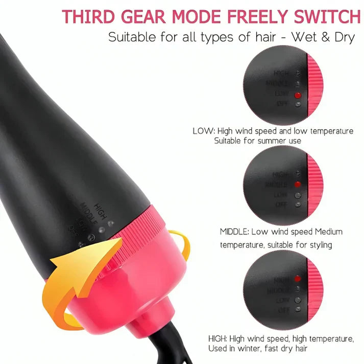 3-in-1 Hair Dryer Brush – Straightener & Curler Comb Styler